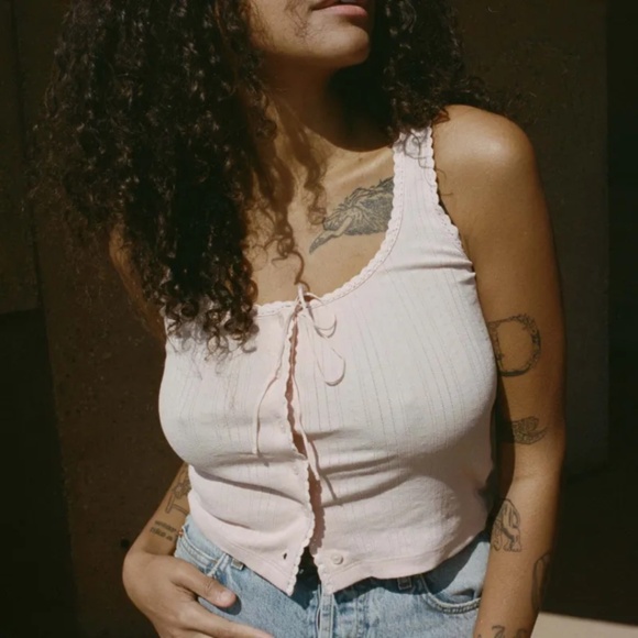 Dôen Lois Tank, Size M, in Degas Pink Pointelle - Picture 1 of 16